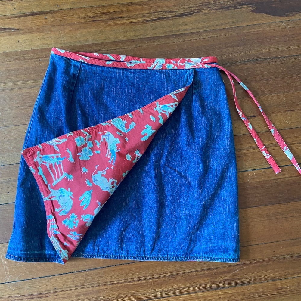 Denim wrap skirt